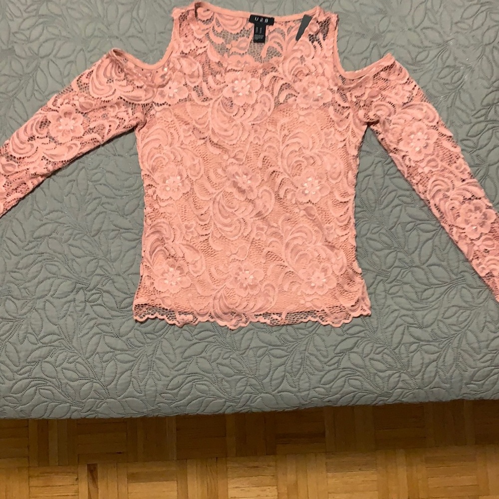 Lace Rose Blouse with Cutout Shoulders